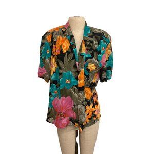 Vintage Carole Little For Saint Tropez West Floral Shirt Size 6